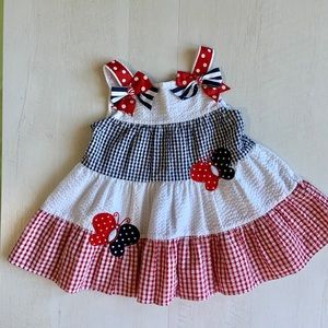 Red, white & navy blue dress